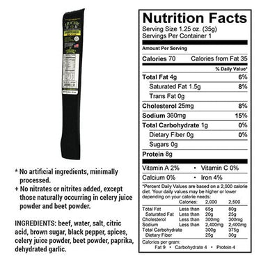 Black Pepper Beef Stick | 1.25 oz. | All Natural Angus Beef | Perfectly Seasoned | Made in Holdrege, NE | Nebraska Star Beef